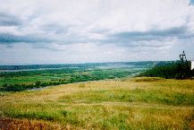 View of Volga river valley from the old church high on the bluff